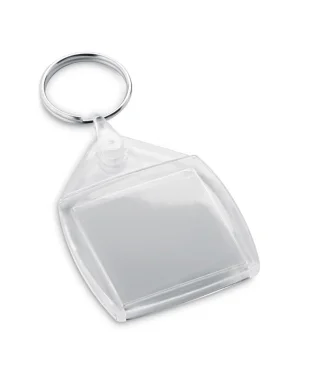 Portachiavi Bowen quadrato trasparente in plastica PS