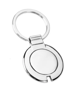 Portachiavi metallo cromato anello piatto Ø3,5cm con astuccio regalo