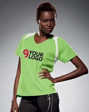 T-shirt running donna , V-neck, traspirante