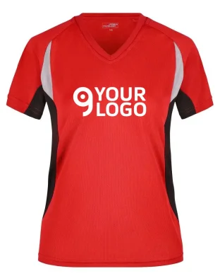 T-shirt running donna  traspirante V-neck bicolore 140g/m²