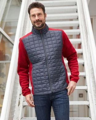 Giacca ibrida da uomo  grigia, pile caldo, zip, regular fit