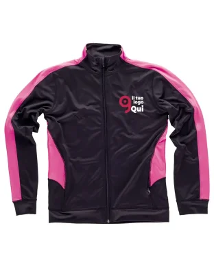 Felpa sportiva donna zip intera, collo alto
