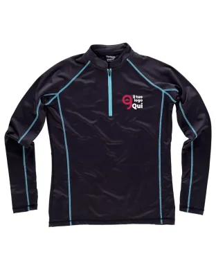 Felpa sportiva  nera, zip inversa e tessuto elasticizzato