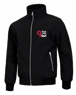 Giacca Workshell Antivento Nera , Zip Contrasto, Termica