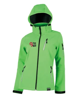 Giacca donna WORKSHELL antivento nera con rifrangenti e cappuccio
