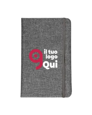 Quaderno con copertina in r-pet, con elastico, fogli a righe color bia