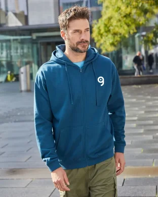Felpa con cappuccio e zip promozionale da uomo sportiva