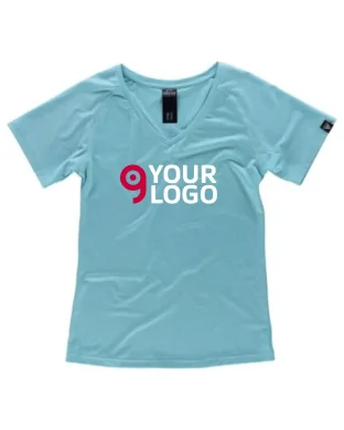 T-shirt sportiva donna , elasticizzata, collo V, riflettente