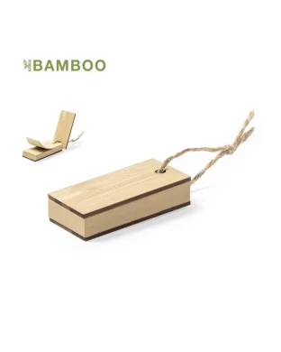 Portamemo Yiuta bamboo e juta, 80 post-it kraft, linea natura