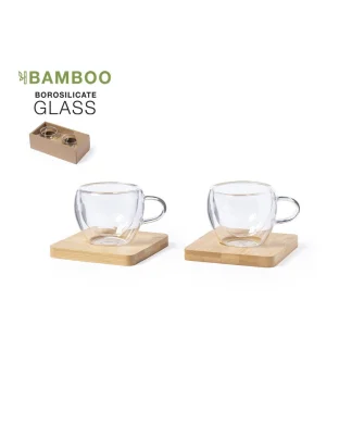 Set Tazze Gladen in vetro borosilicato 60ml con sottobicchieri