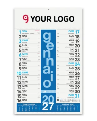 Calendario Olandese Colors 2027, 12 mesi, 29x47 cm, carta patinata