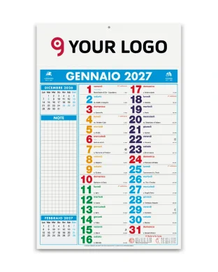 Calendario Olandese Multicolor Notes 2027 29x47cm 12 mesi