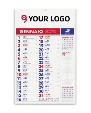 Calendario Olandese Notes 29x47cm carta patinata 12 mesi