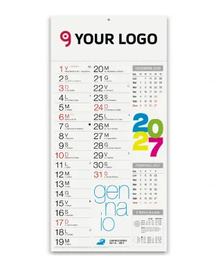Calendario Olandese Shaded Moderno 12 mesi, 23x47 cm, carta patinata