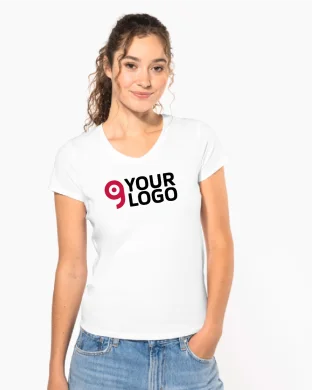 T-shirt donna maniche corte con collo a v