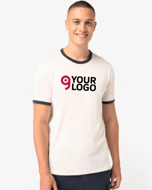 T-shirt ringer uomo ecosostenibile con bordi a contrasto