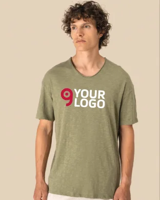 T-shirt uomo ecosostenibile con collo slub e spalle spioventi