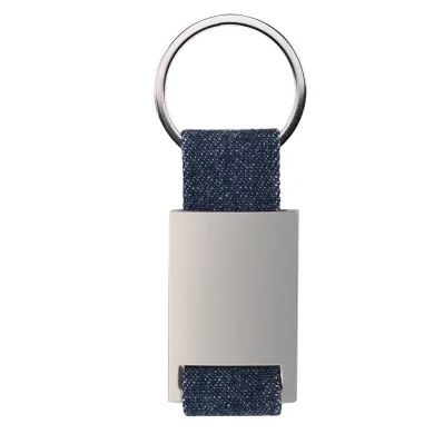 Portachiavi in metallo e stoffa effetto denim