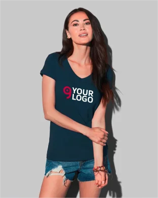Megan T-shirt Donna Cotone Scollo a V Body Fit, No Label