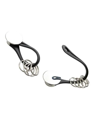 Portachiavi Leri in metallo e PVC, multi anelli, 18g, nero