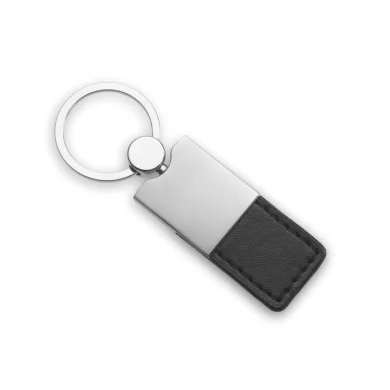 Portachiavi metallo e PU nero, elegante e resistente, 29g