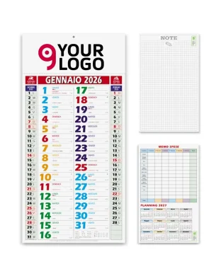 Calendario Olandese Color Shaded 23x47 cm carta patinata 12 mesi