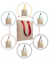 Borsa in cotone manici lunghi colorati da 135 gr
