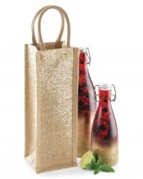 Borsa per bottiglia in Juta Shimmer