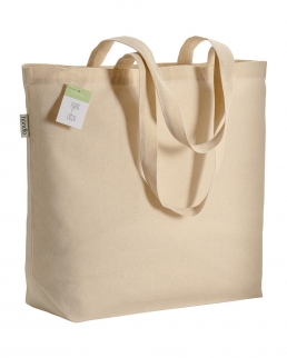 Shopper in cotone organico certificato con soffietto da 135 gr