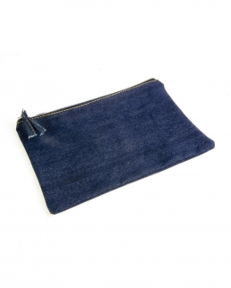 Pochette in denim con zip