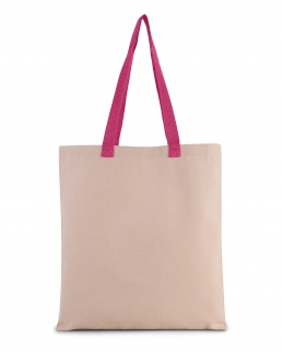Shopper piatto in tela con manico a contrasto