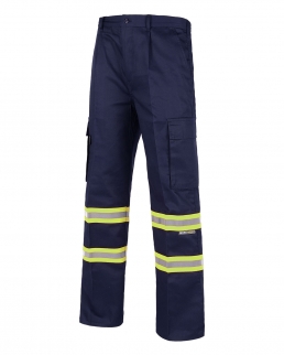 Pantalone diritto con bande riflettente-fluorescente