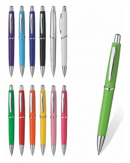Penna a sfera in plastica con clip in metallo