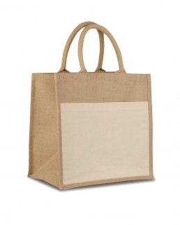 Shopper in Juta con tasca in cotone