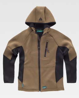 Felpa bicolore zip lunga con cappuccio