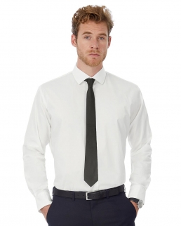 Camicia uomo LS Poplin Black Tie Elastane