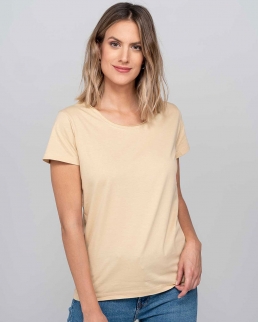 T-shirt donna con taglio vivo sul collo