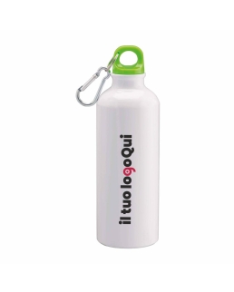 Borraccia bianca in alluminio con tappo colorato da 500ml