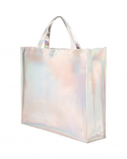 Borsa shopping in tnt laminato iridescente