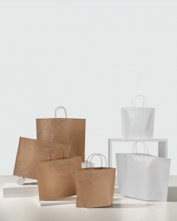 Shopper kraft bianco 30 + 10 x 25 cm