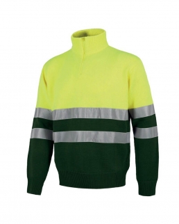 Maglia collo alto mezza zip bicolore