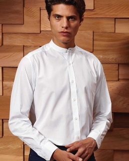 Banded Collar 'Grandad' Long Sleeve Shirt