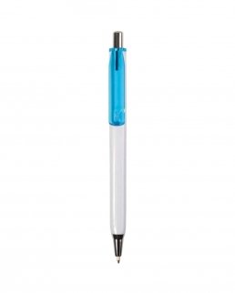 Penna a scatto con clip trasparente fluo