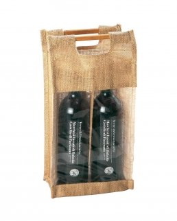 Borsa portabottiglie con manici in bamboo (2 bottiglie) 
